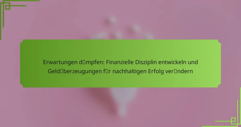 Erwartungen dämpfen: Finanzielle Disziplin entwickeln und Geldüberzeugungen für nachhaltigen Erfolg verändern