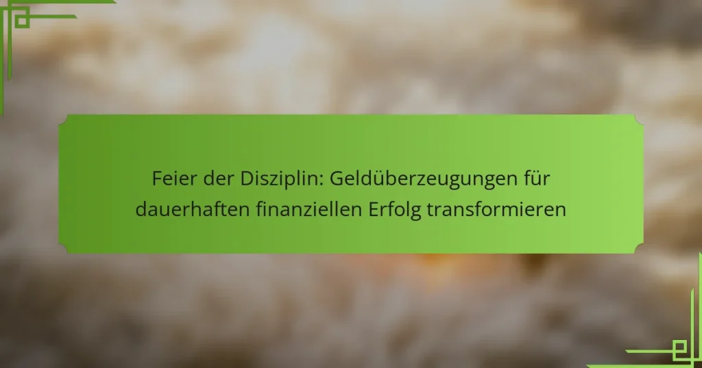 Feier der Disziplin: Geldüberzeugungen für dauerhaften finanziellen Erfolg transformieren