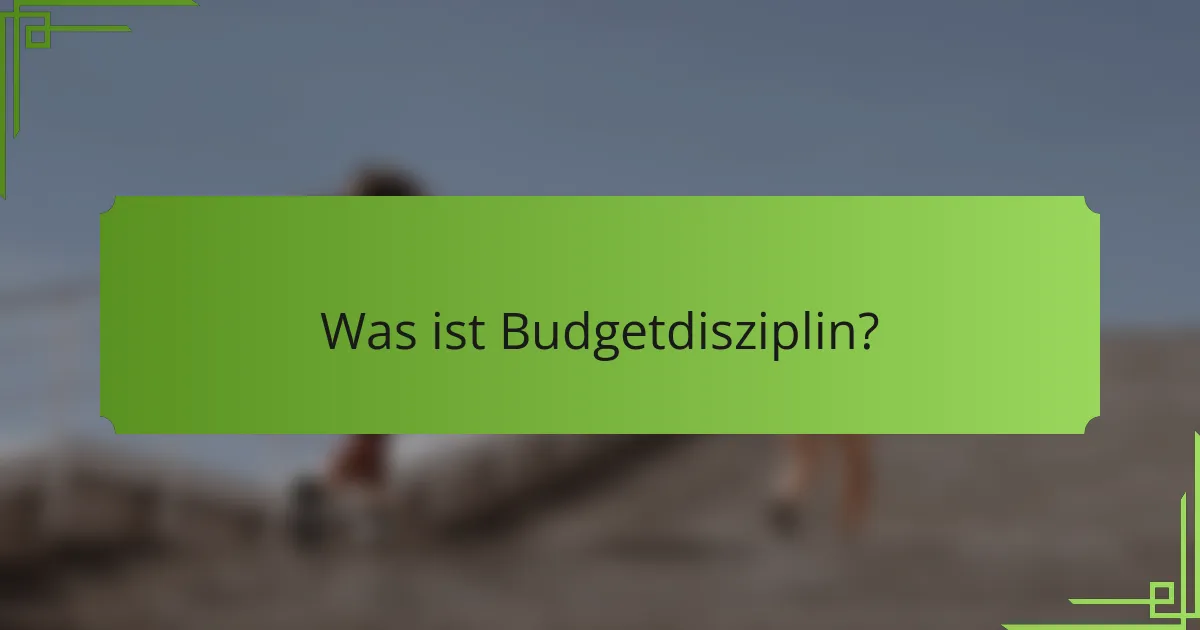 Was ist Budgetdisziplin?