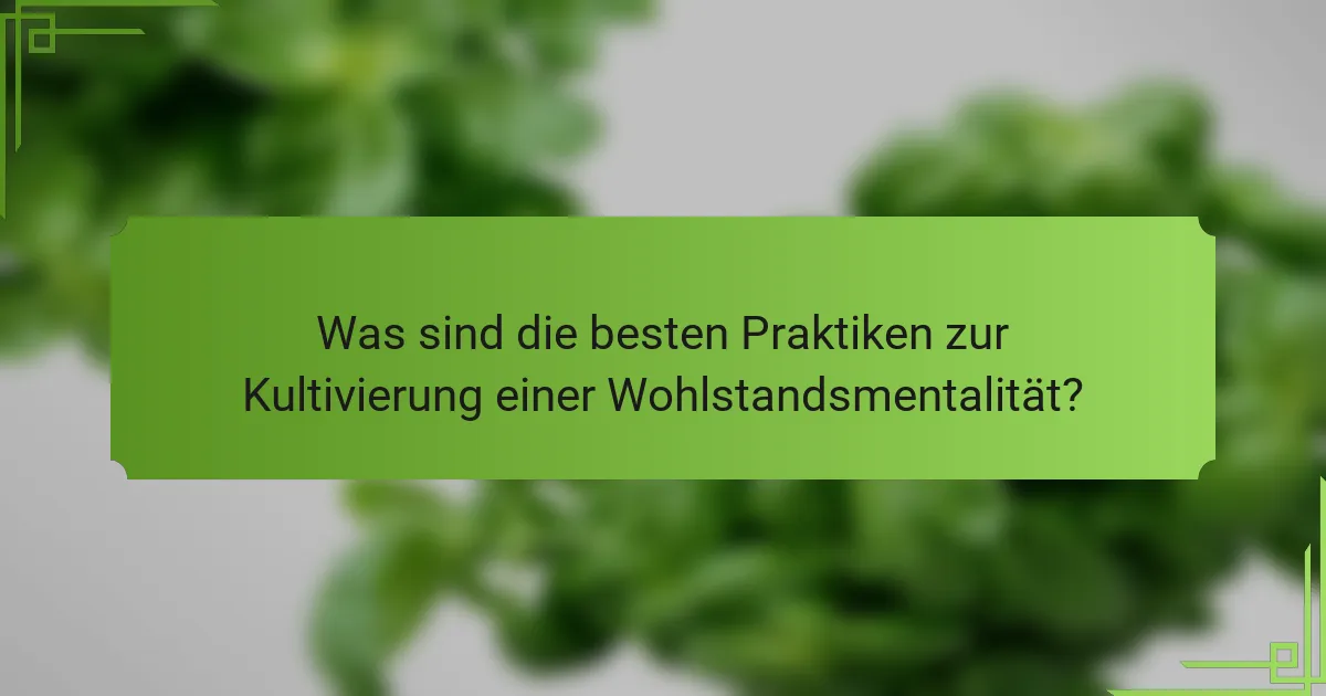 Was sind die besten Praktiken zur Kultivierung einer Wohlstandsmentalität?