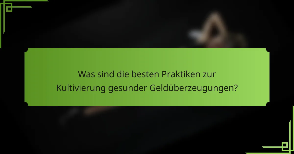 Was sind die besten Praktiken zur Kultivierung gesunder Geldüberzeugungen?