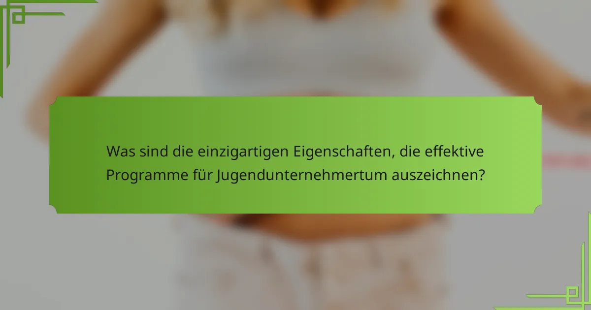 Was sind die einzigartigen Eigenschaften, die effektive Programme für Jugendunternehmertum auszeichnen?