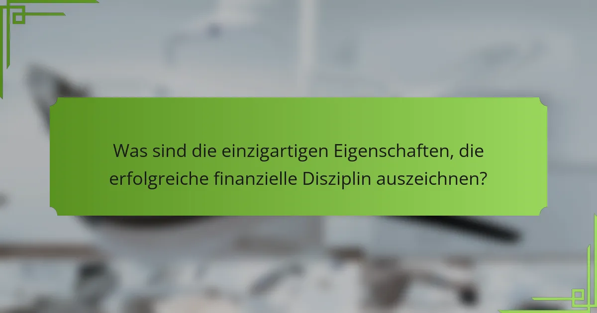 Was sind die einzigartigen Eigenschaften, die erfolgreiche finanzielle Disziplin auszeichnen?