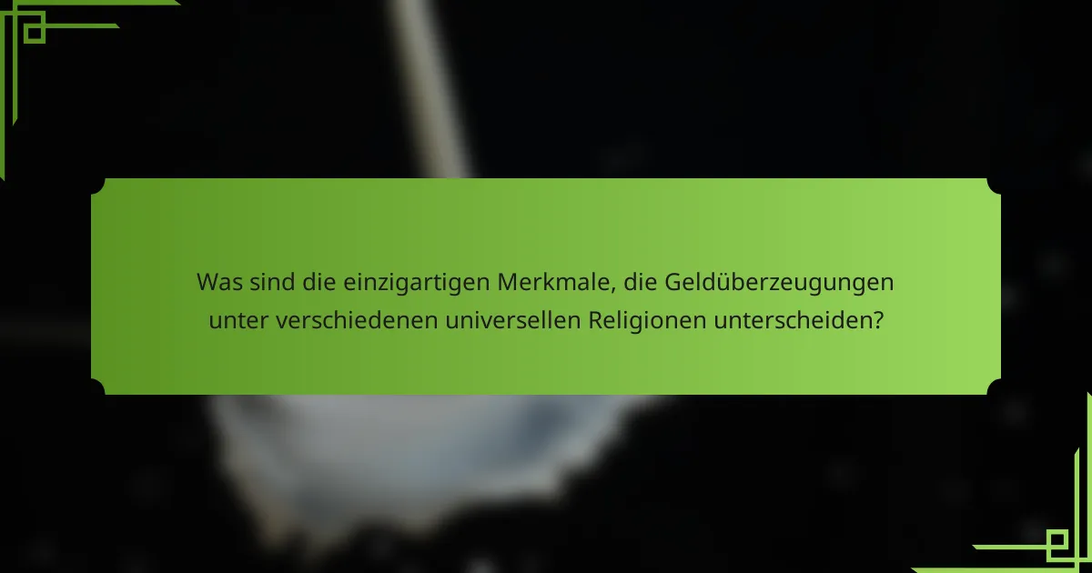 Was sind die einzigartigen Merkmale, die Geldüberzeugungen unter verschiedenen universellen Religionen unterscheiden?