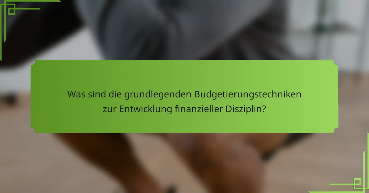 Was sind die grundlegenden Budgetierungstechniken zur Entwicklung finanzieller Disziplin?