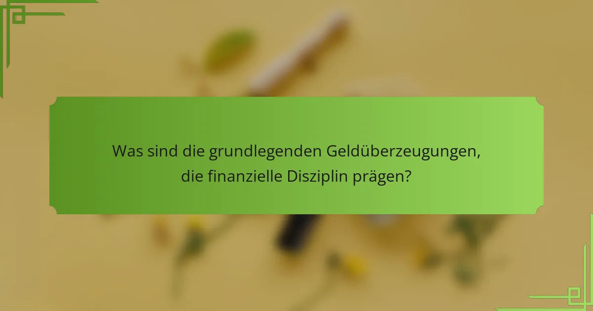 Was sind die grundlegenden Geldüberzeugungen, die finanzielle Disziplin prägen?