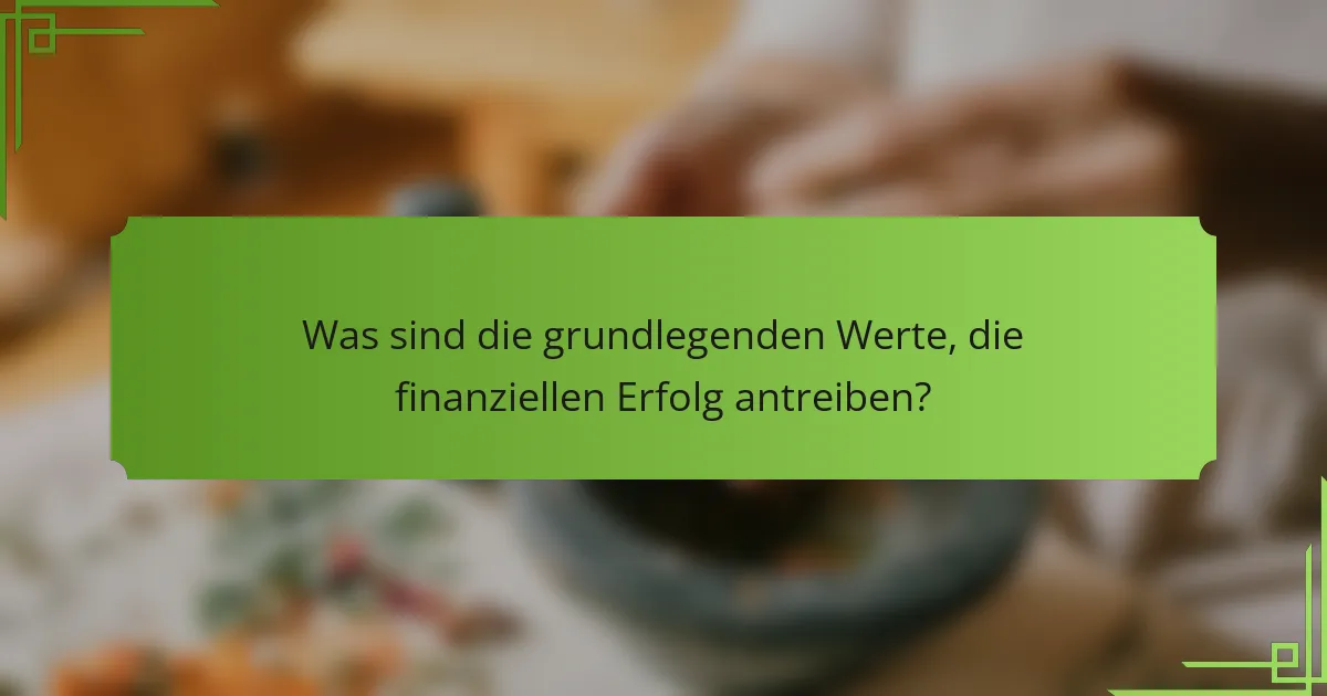 Was sind die grundlegenden Werte, die finanziellen Erfolg antreiben?