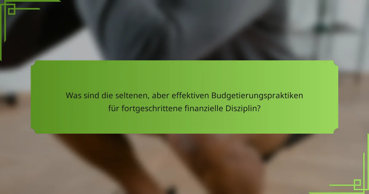 Was sind die seltenen, aber effektiven Budgetierungspraktiken für fortgeschrittene finanzielle Disziplin?