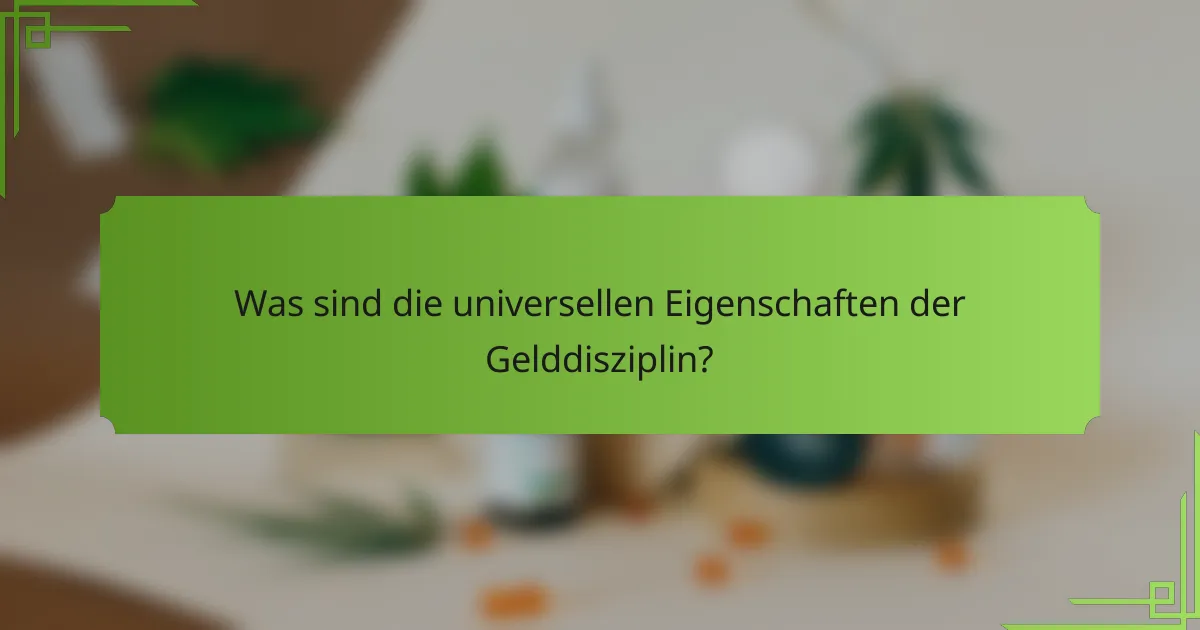 Was sind die universellen Eigenschaften der Gelddisziplin?
