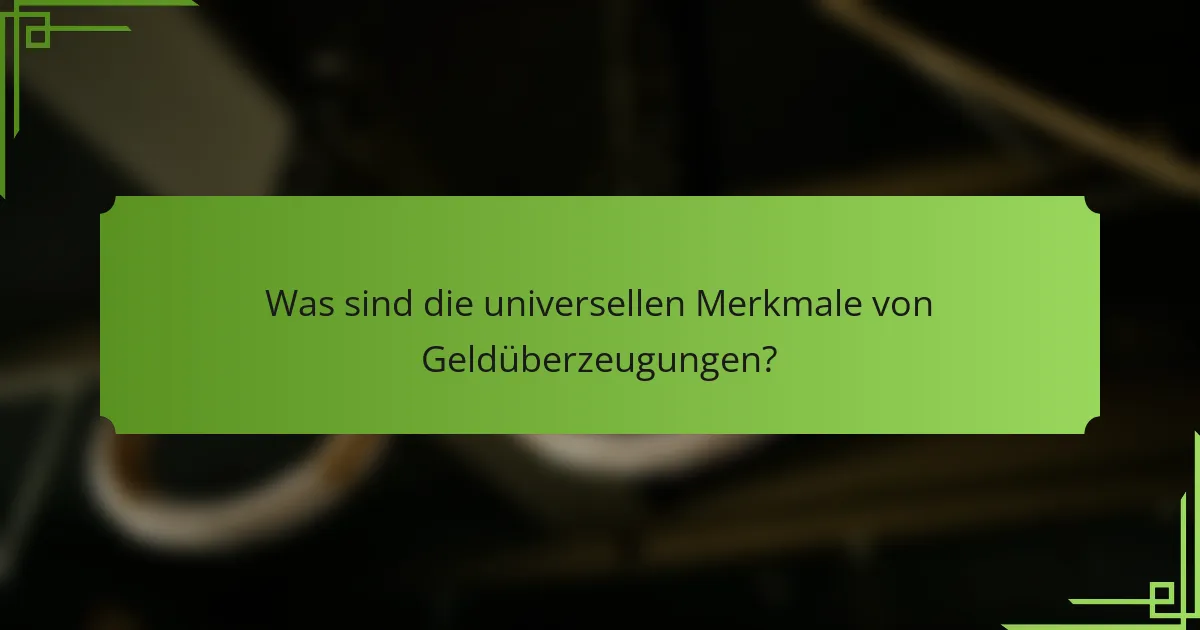 Was sind die universellen Merkmale von Geldüberzeugungen?