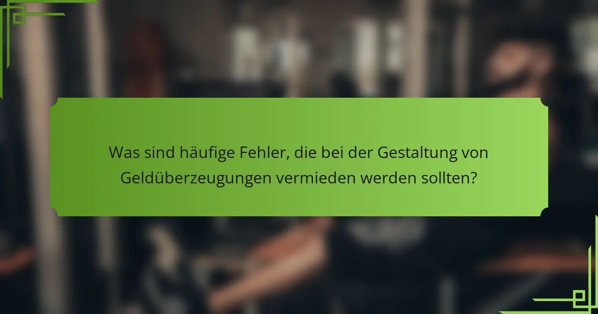 Was sind häufige Fehler, die bei der Gestaltung von Geldüberzeugungen vermieden werden sollten?
