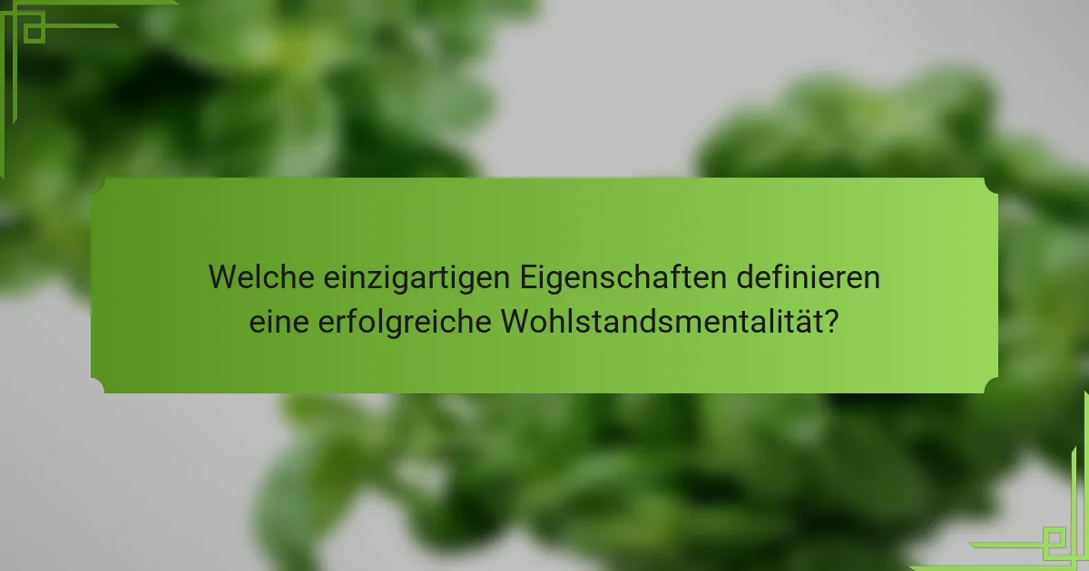 Welche einzigartigen Eigenschaften definieren eine erfolgreiche Wohlstandsmentalität?