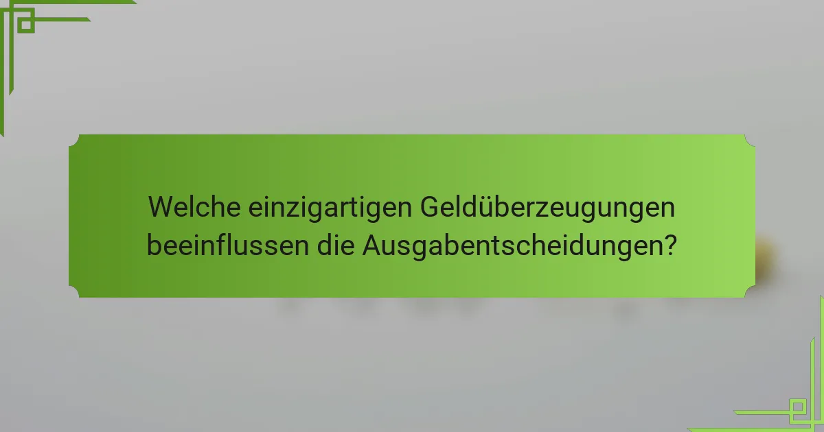 Welche einzigartigen Geldüberzeugungen beeinflussen die Ausgabentscheidungen?