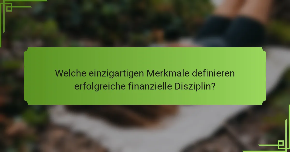 Welche einzigartigen Merkmale definieren erfolgreiche finanzielle Disziplin?