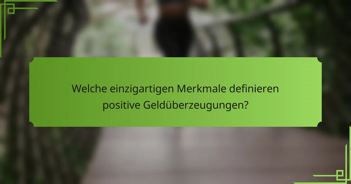 Welche einzigartigen Merkmale definieren positive Geldüberzeugungen?