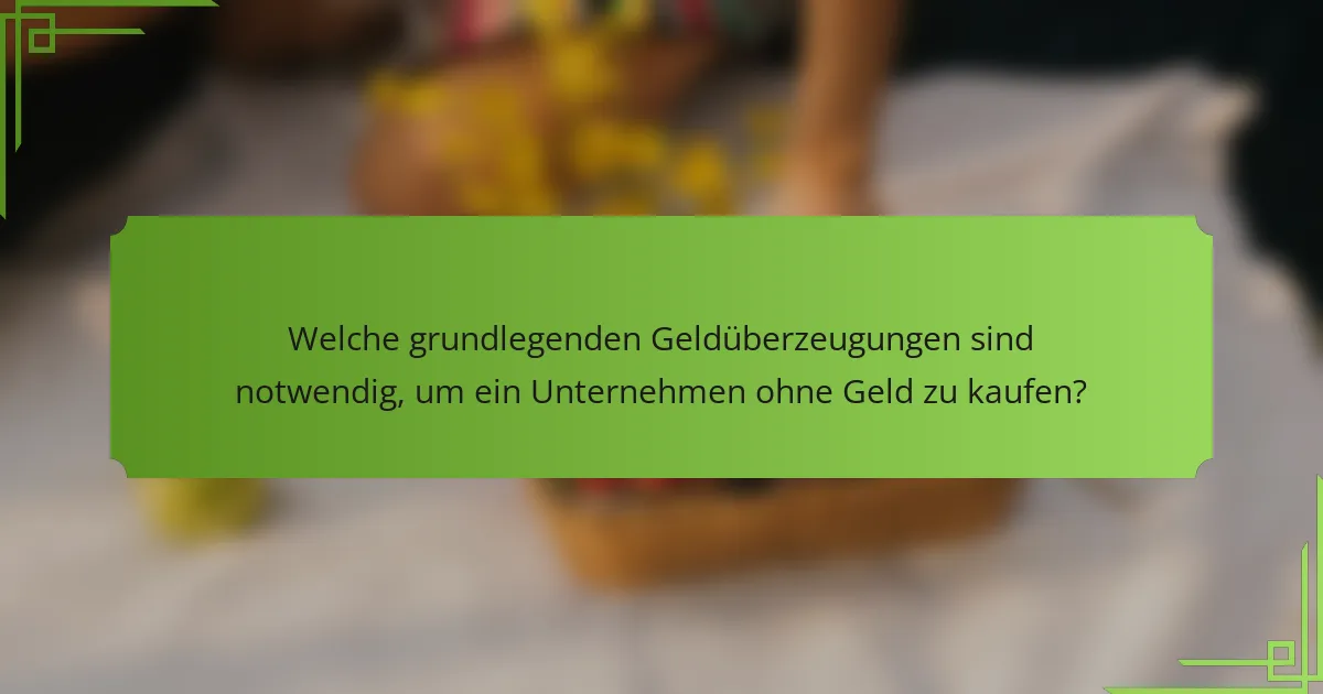 Welche grundlegenden Geldüberzeugungen sind notwendig, um ein Unternehmen ohne Geld zu kaufen?
