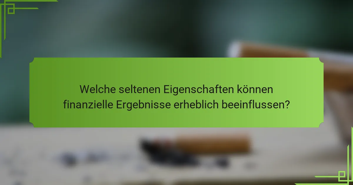 Welche seltenen Eigenschaften können finanzielle Ergebnisse erheblich beeinflussen?