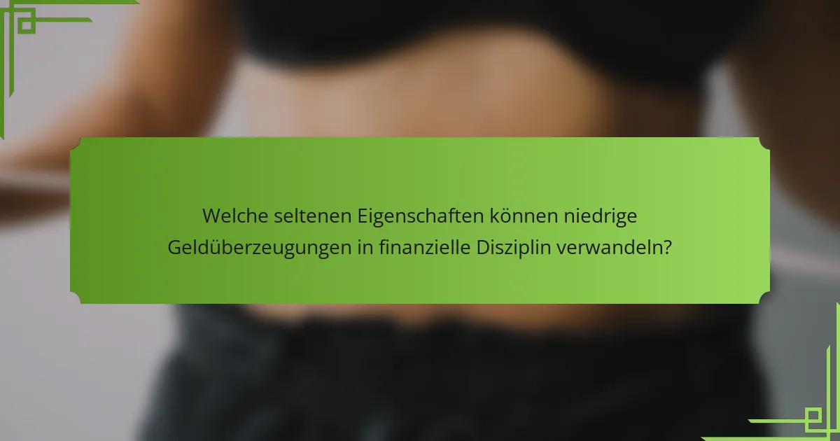 Welche seltenen Eigenschaften können niedrige Geldüberzeugungen in finanzielle Disziplin verwandeln?