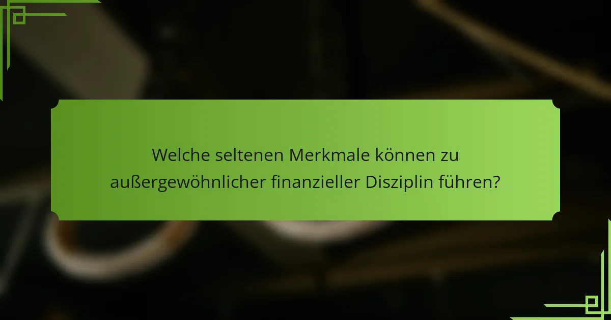 Welche seltenen Merkmale können zu außergewöhnlicher finanzieller Disziplin führen?