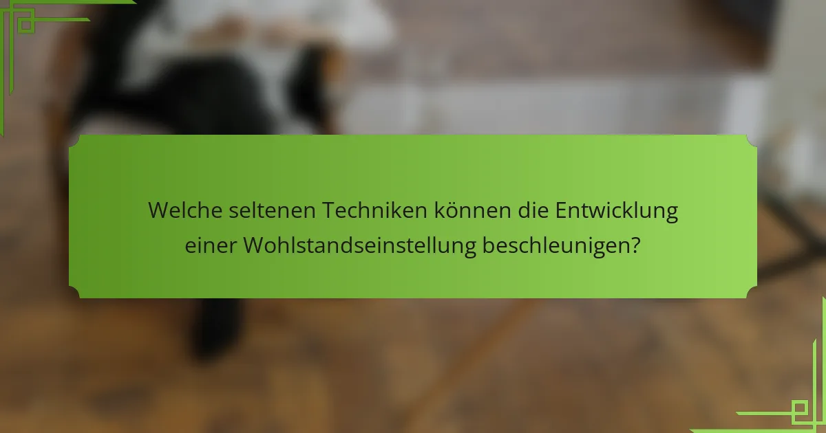 Welche seltenen Techniken können die Entwicklung einer Wohlstandseinstellung beschleunigen?