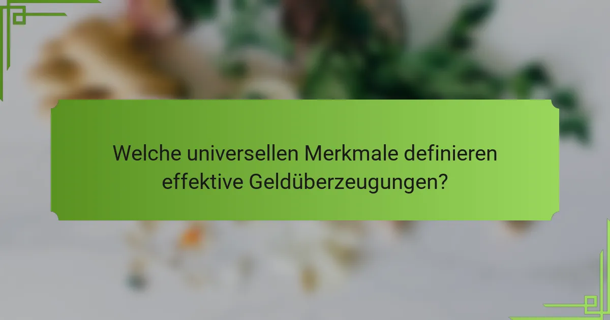 Welche universellen Merkmale definieren effektive Geldüberzeugungen?